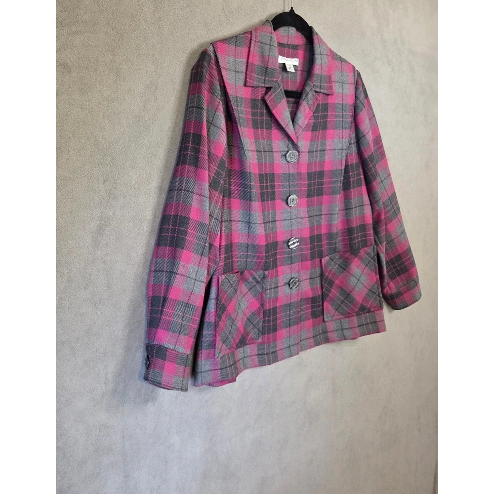 Pendleton Plaid Wool Jacket Blazer Women's Medium Petite Academia Preppy Office
